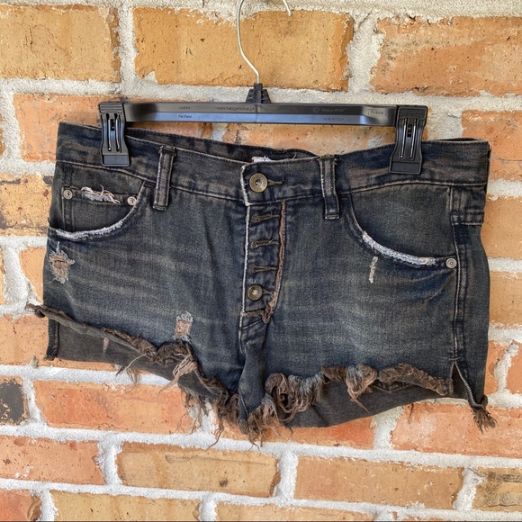 Free People Shorts Acid Wash Look Loose Hem W 25 - Picture 4 of 8